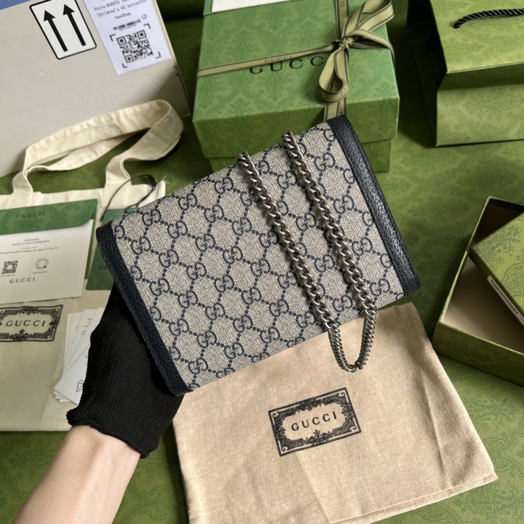 Bagsaaa Gvc*1 Dionysus Chain Wallet Beige and blue GG Svp*me canvas