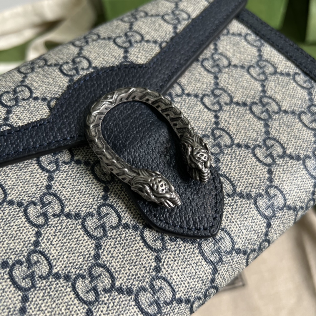 Bagsaaa Gvc*1 Dionysus Chain Wallet Beige and blue GG Svp*me canvas