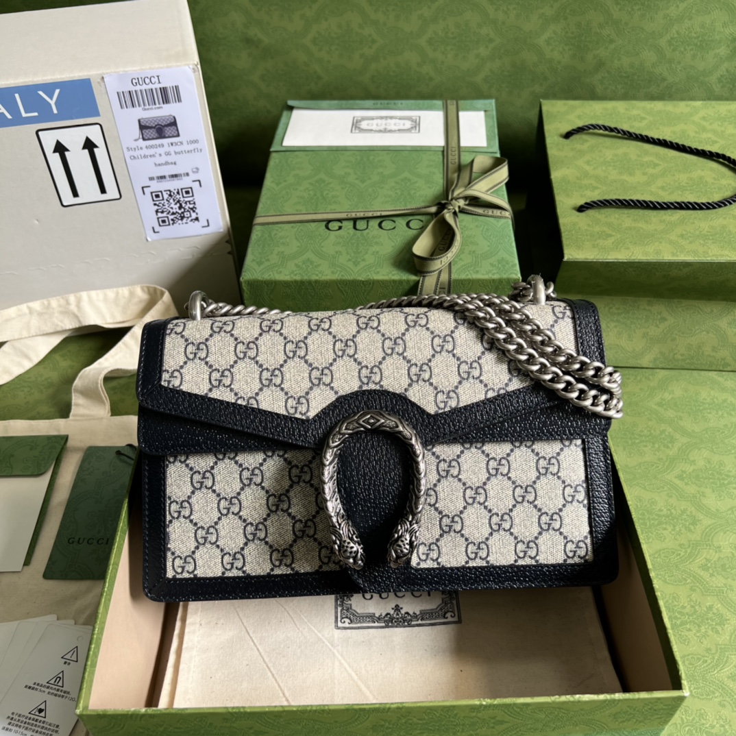 Bagsaaa Gvc*1 Dionysus GG Svp*me Beige and Blue - 28*18*9cm