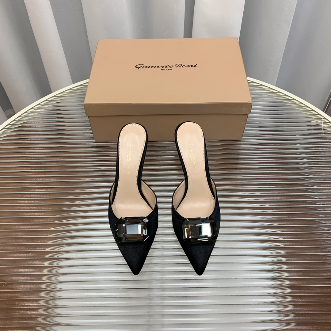 Bagsaaa Gianvito Rossi Jaipur 85mm satin black pumps