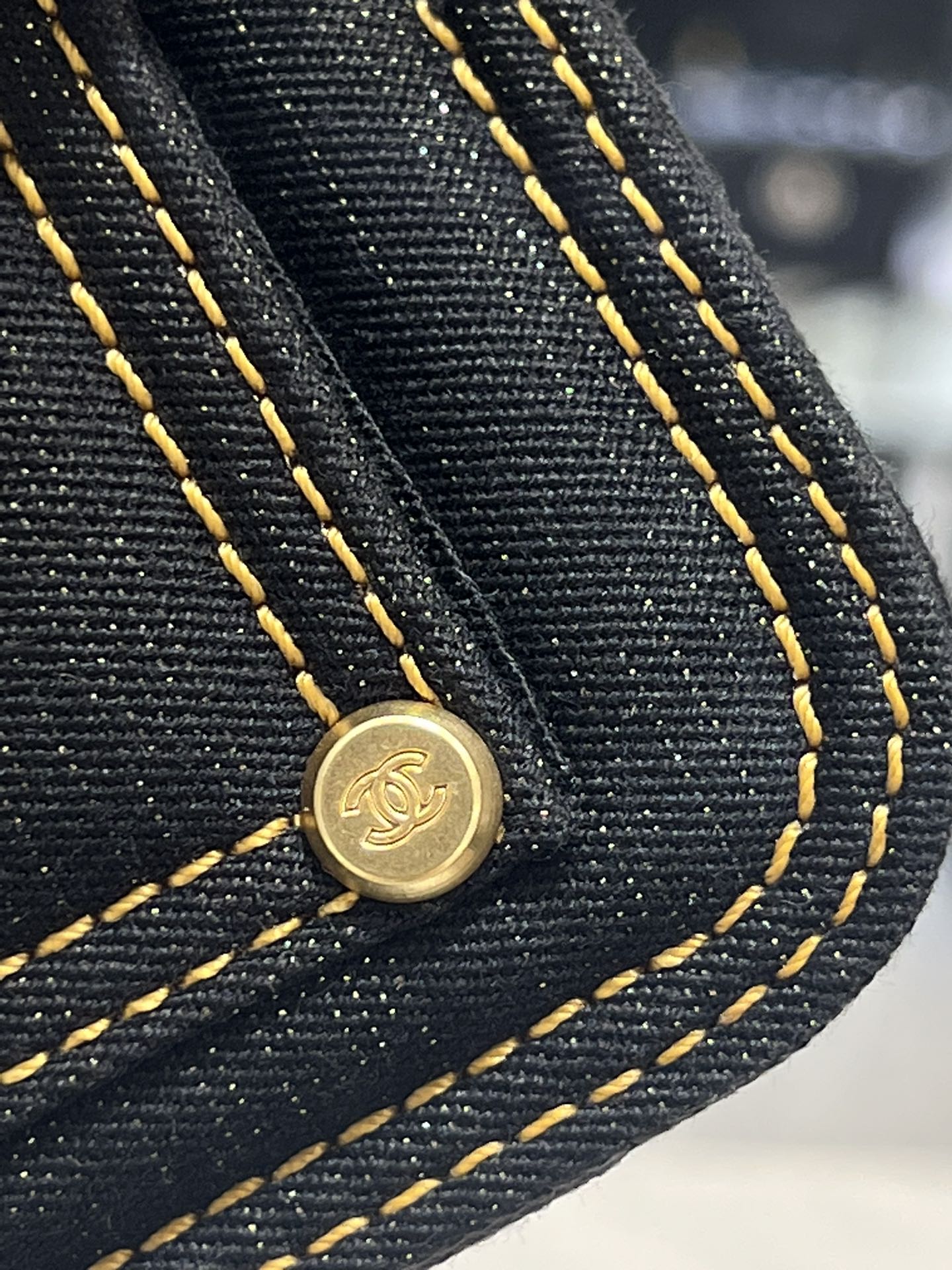 Bagsaaa Ch**el Flap Denim Black Bag - 19x14x5cm