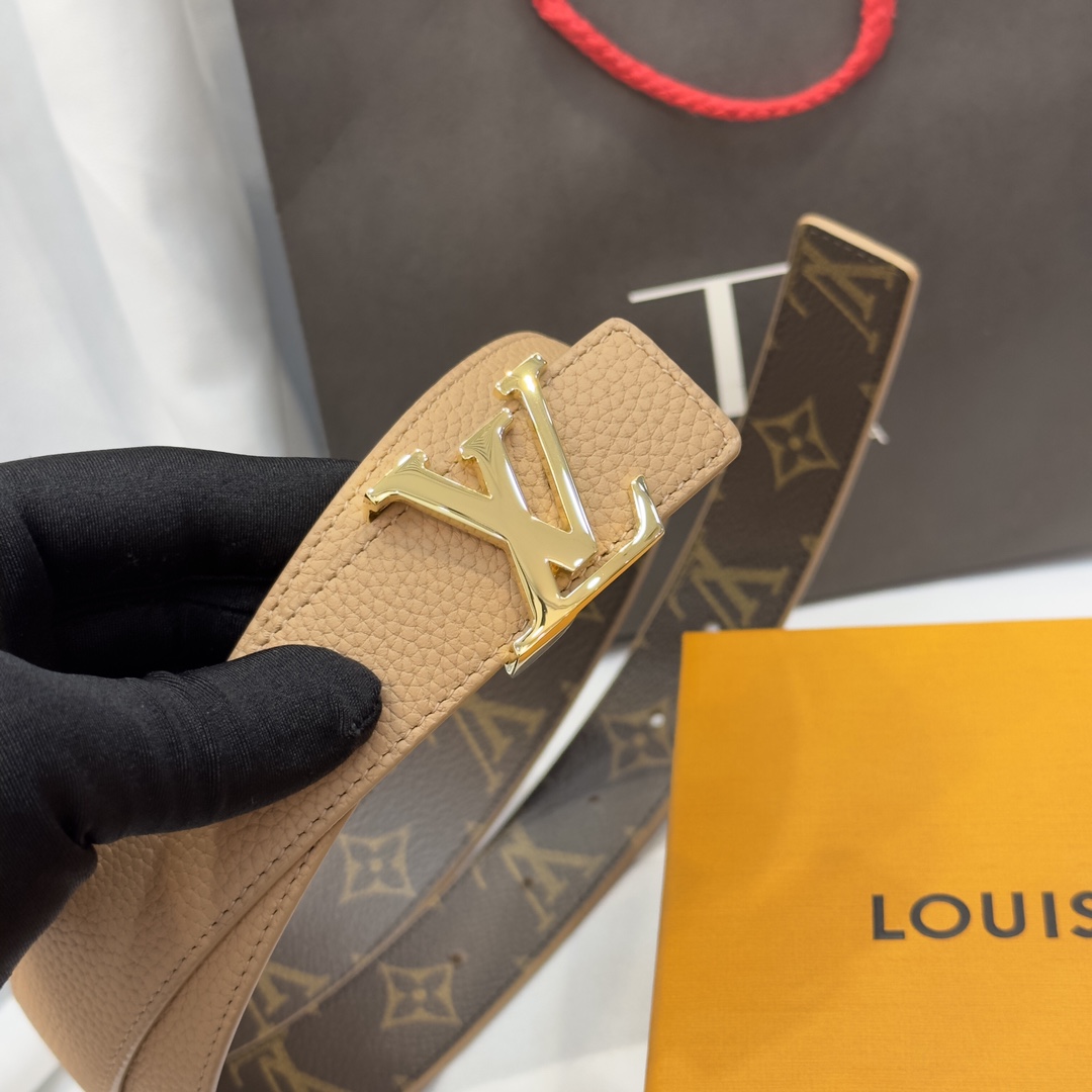 Bagsaaa L0vis Vvtt0n Initiales 30mm Reversible Belt Marron M0363W