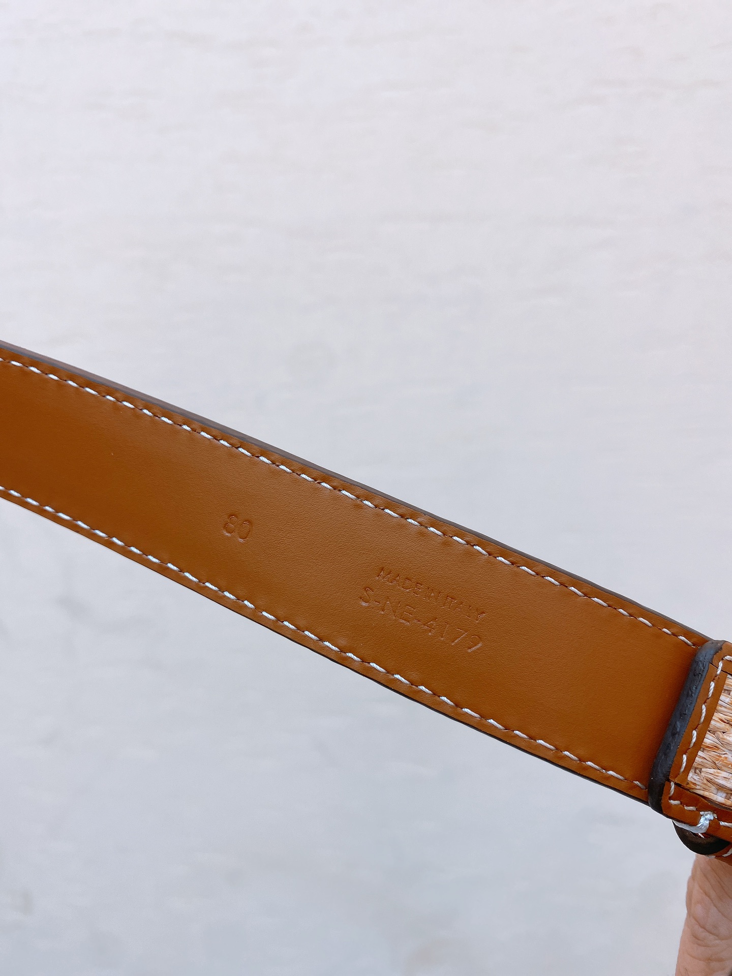Bagsaaa Ce1i*e Triomphe Brown Silver Belt 2.5cm