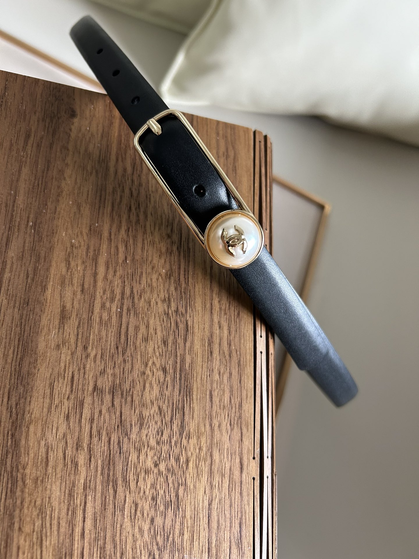 Bagsaaa Ch**el One Pearl Black Belt 1.5cm