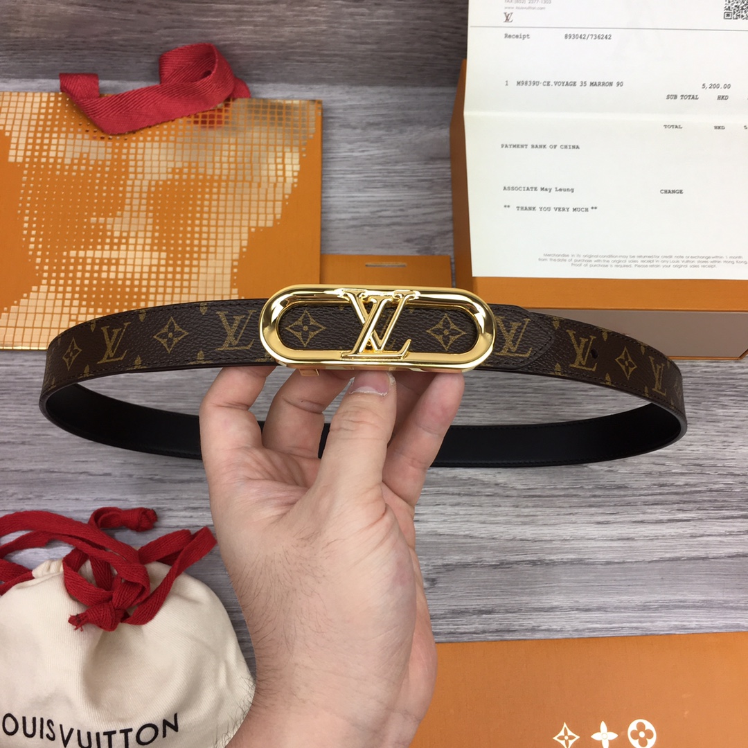 Bagsaaa L0vis Vvtt0n Monogram Black Belt 2.5cm