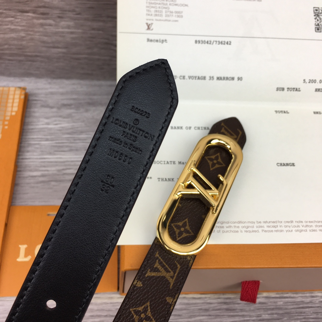 Bagsaaa L0vis Vvtt0n Monogram Black Belt 2.5cm
