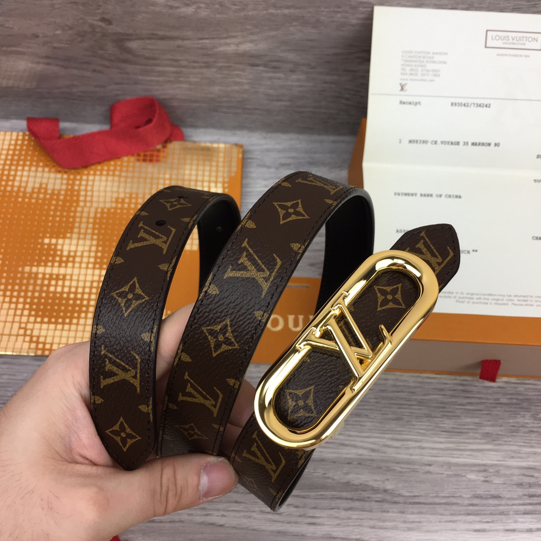 Bagsaaa L0vis Vvtt0n Monogram Black Belt 2.5cm