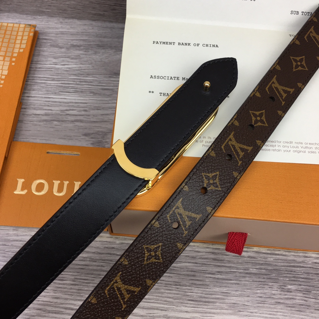 Bagsaaa L0vis Vvtt0n Monogram Black Belt 2.5cm
