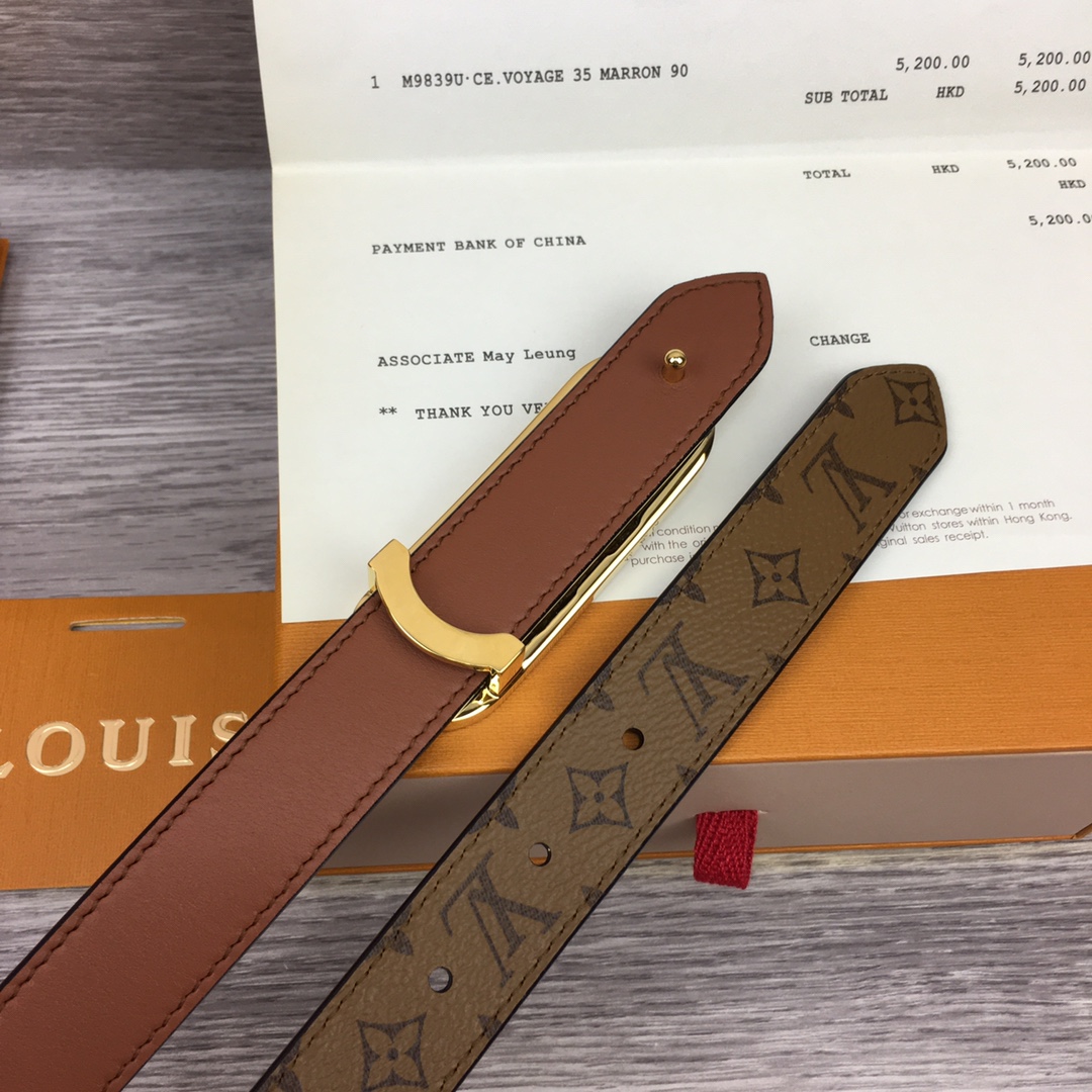 Bagsaaa L0vis Vvtt0n Monogram Brown Belt 2.5cm