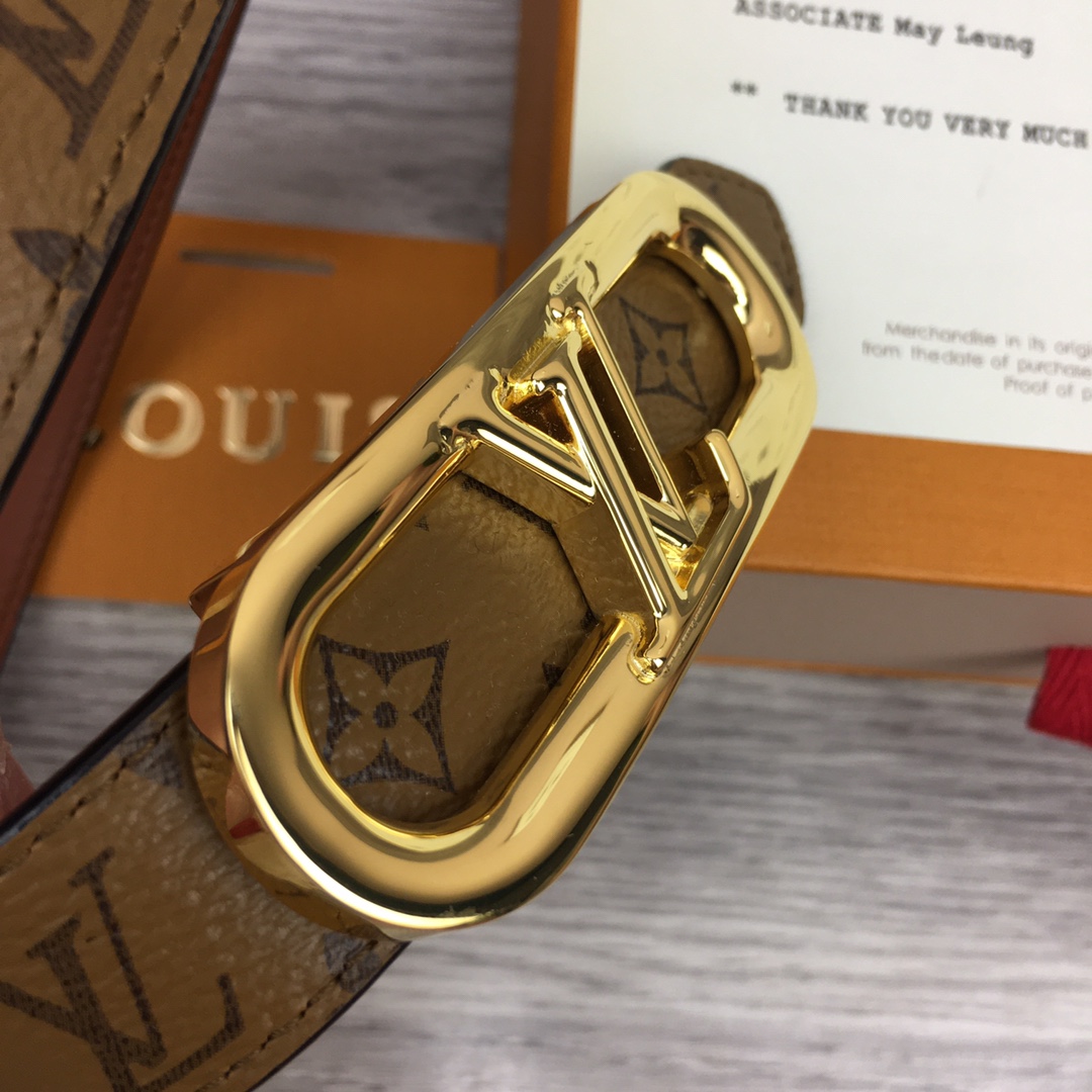 Bagsaaa L0vis Vvtt0n Monogram Brown Belt 2.5cm