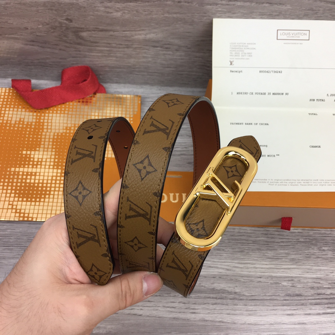Bagsaaa L0vis Vvtt0n Monogram Brown Belt 2.5cm