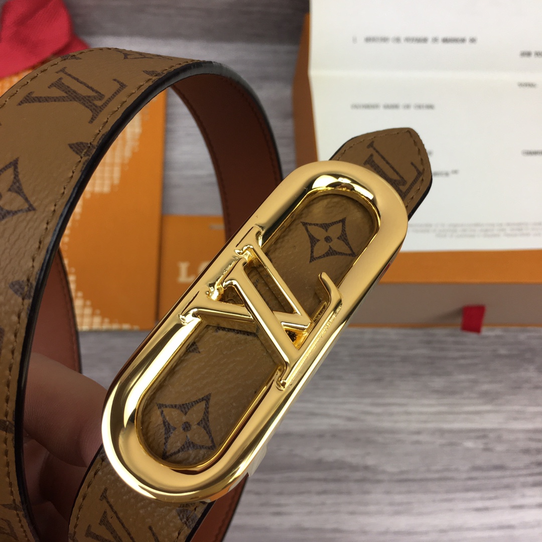 Bagsaaa L0vis Vvtt0n Monogram Brown Belt 2.5cm