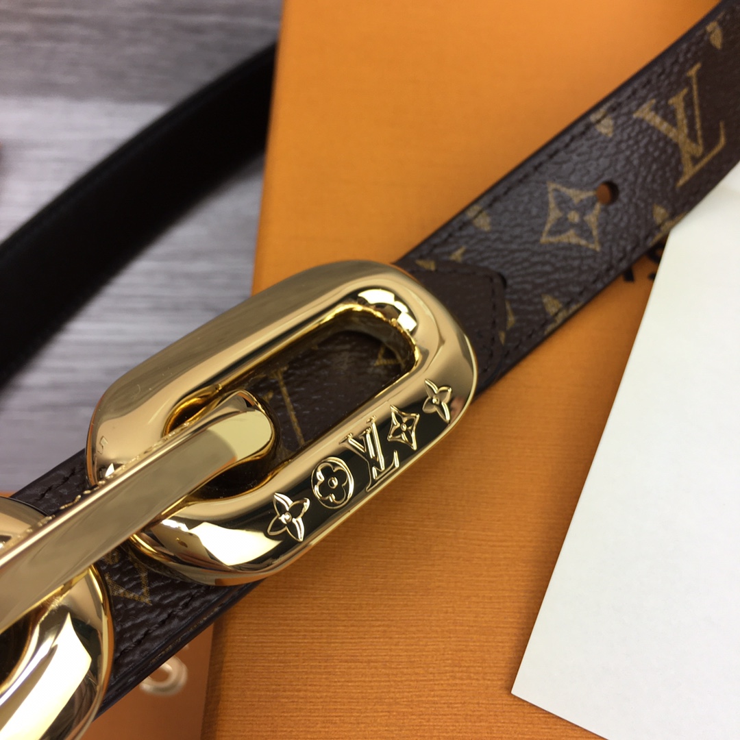 Bagsaaa L0vis Vvtt0n Chain Monogram Black Belt 2.5cm