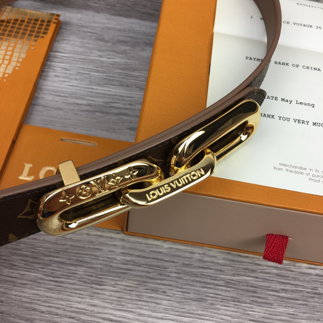 Bagsaaa L0vis Vvtt0n Chain Monogram Brown Belt 2.5cm