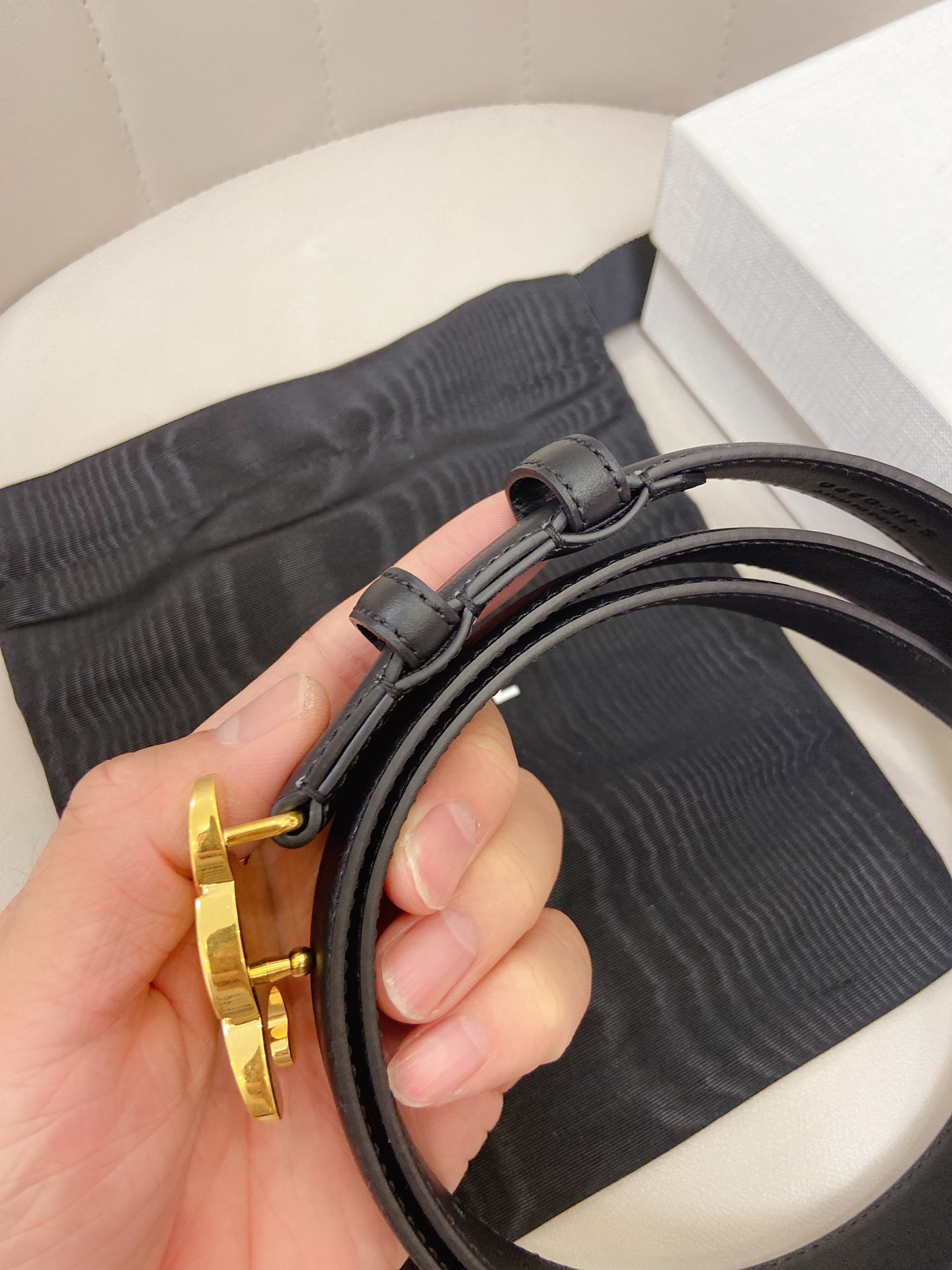 Bagsaaa Ce1i*e Black Triomphe Monogram Belt 2.5cm
