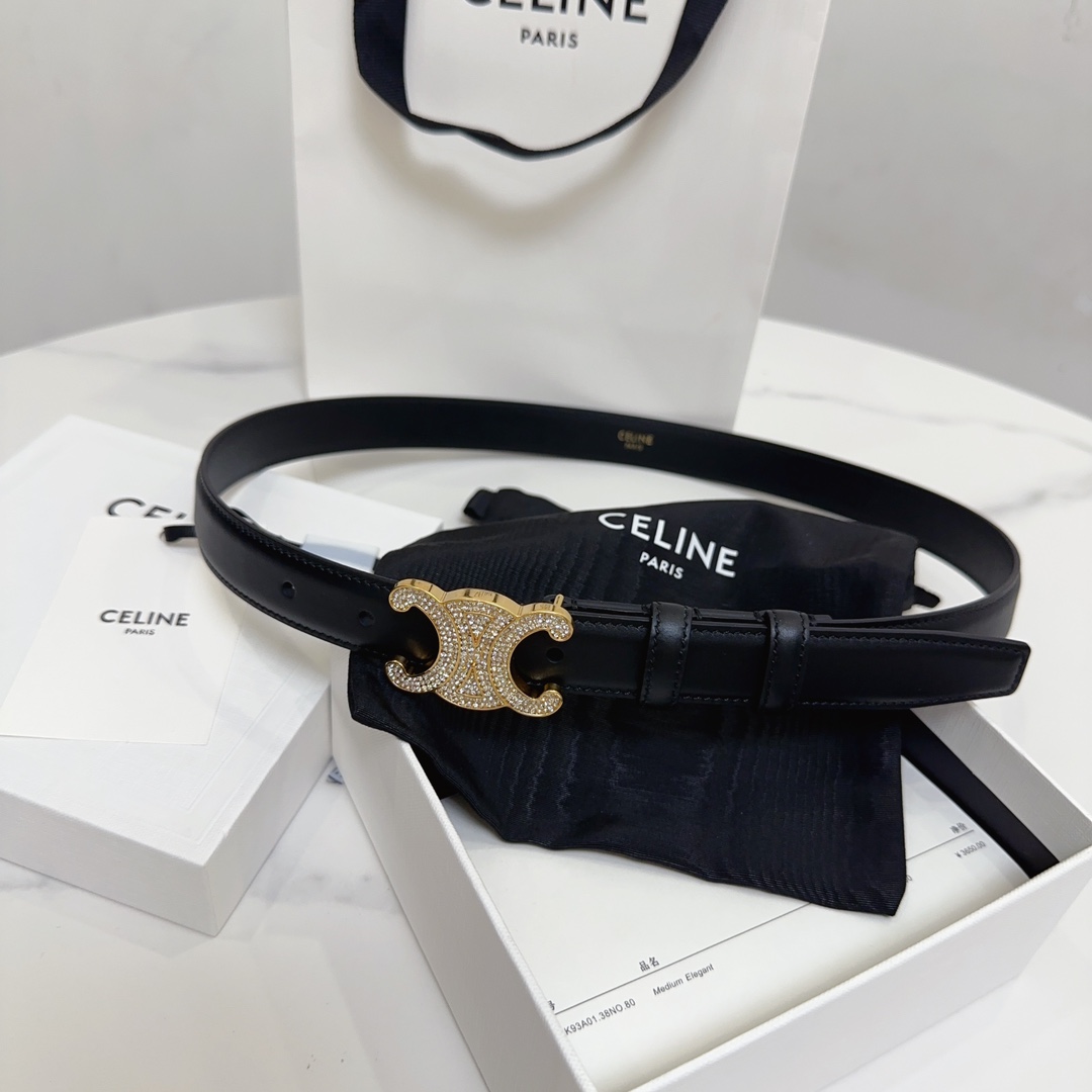 Bagsaaa Ce1i*e Crystal Triomphe In Smooth Calfskin 2.5cm