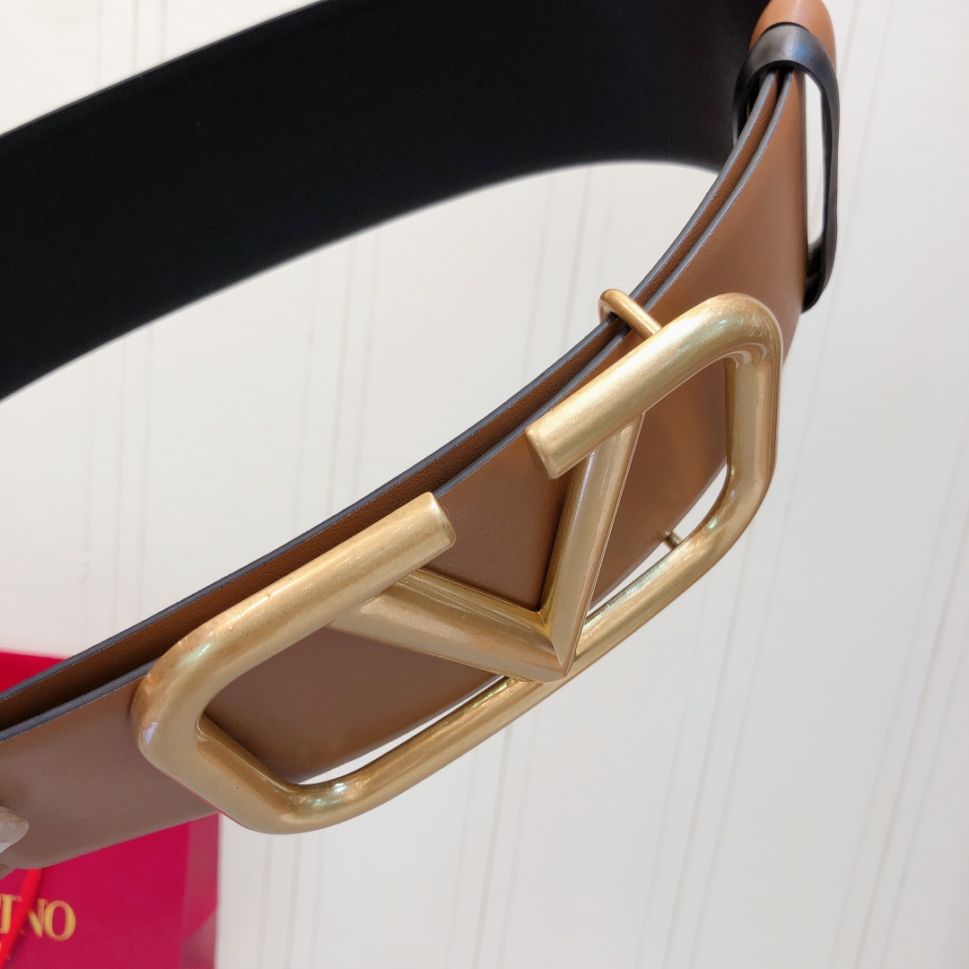 Bagsaaa Va1e*ntin0 VLogo Signature reversible belt brown 7cm