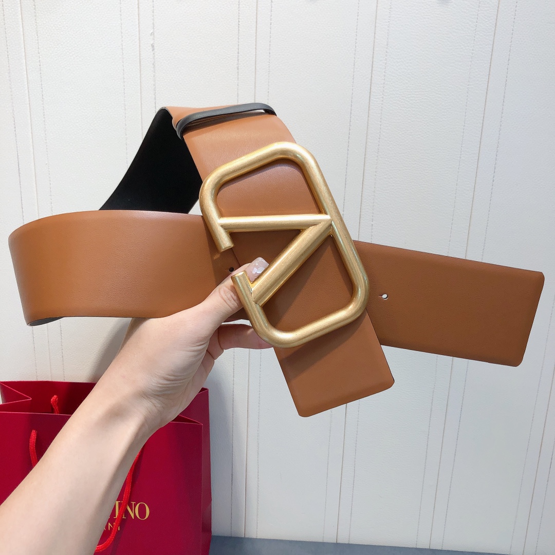 Bagsaaa Va1e*ntin0 VLogo Signature reversible belt brown 7cm
