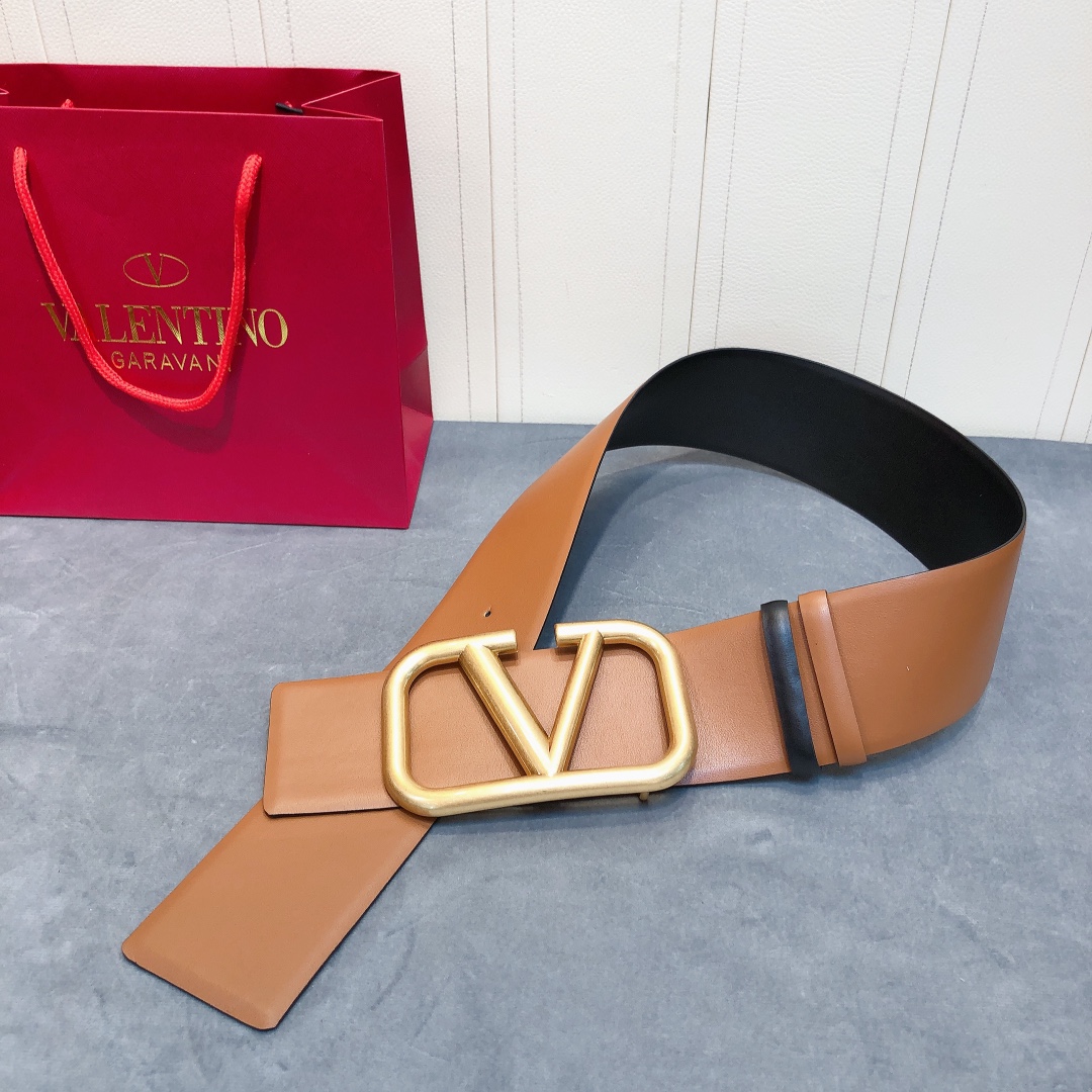 Bagsaaa Va1e*ntin0 VLogo Signature reversible belt brown 7cm