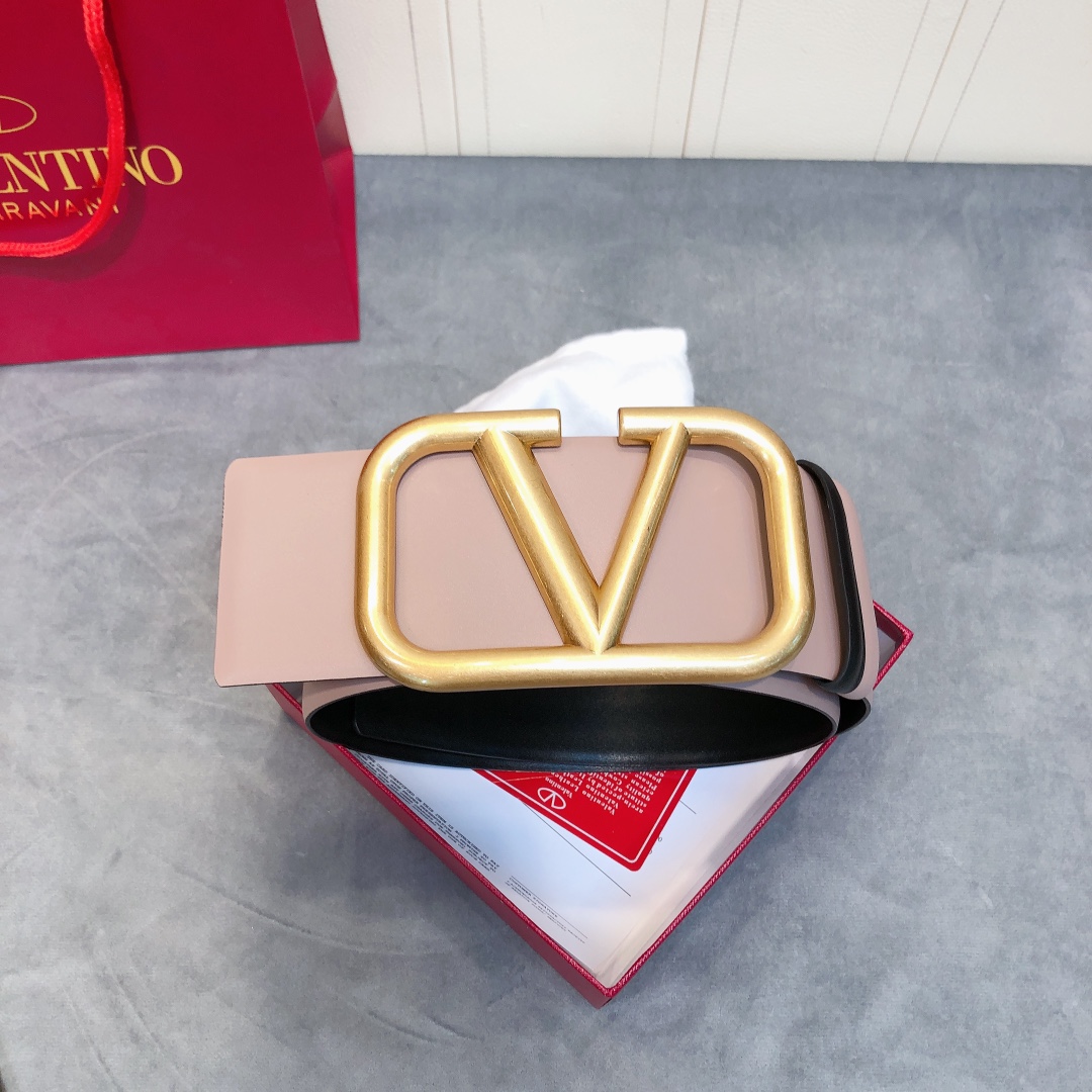 Bagsaaa Va1e*ntin0 VLogo Signature reversible belt nude 7cm