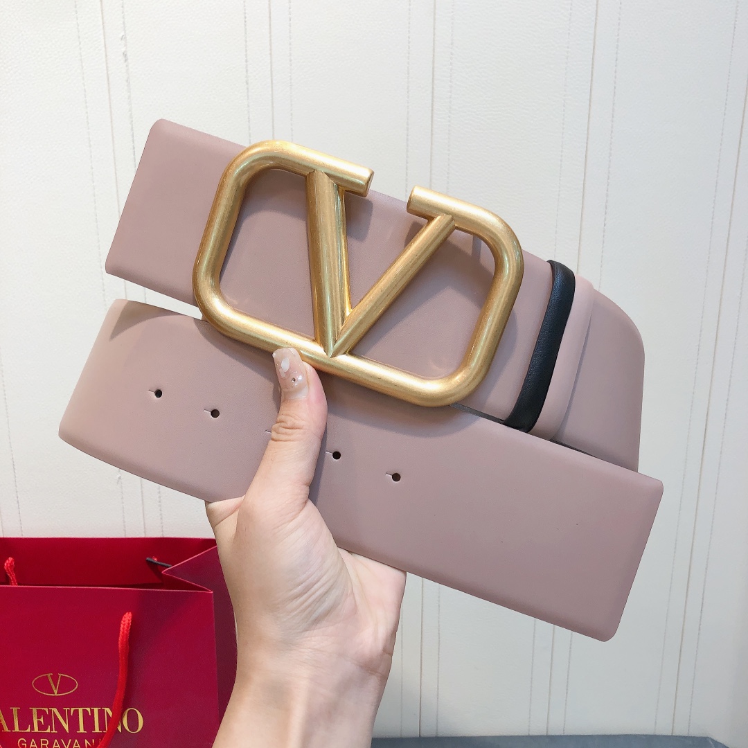 Bagsaaa Va1e*ntin0 VLogo Signature reversible belt nude 7cm