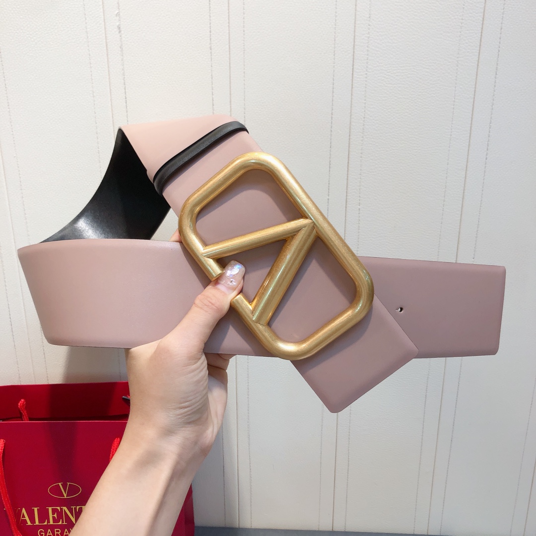 Bagsaaa Va1e*ntin0 VLogo Signature reversible belt nude 7cm