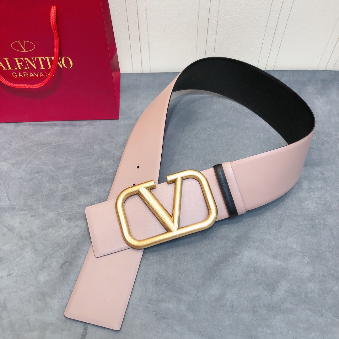Bagsaaa Va1e*ntin0 VLogo Signature reversible belt nude 7cm