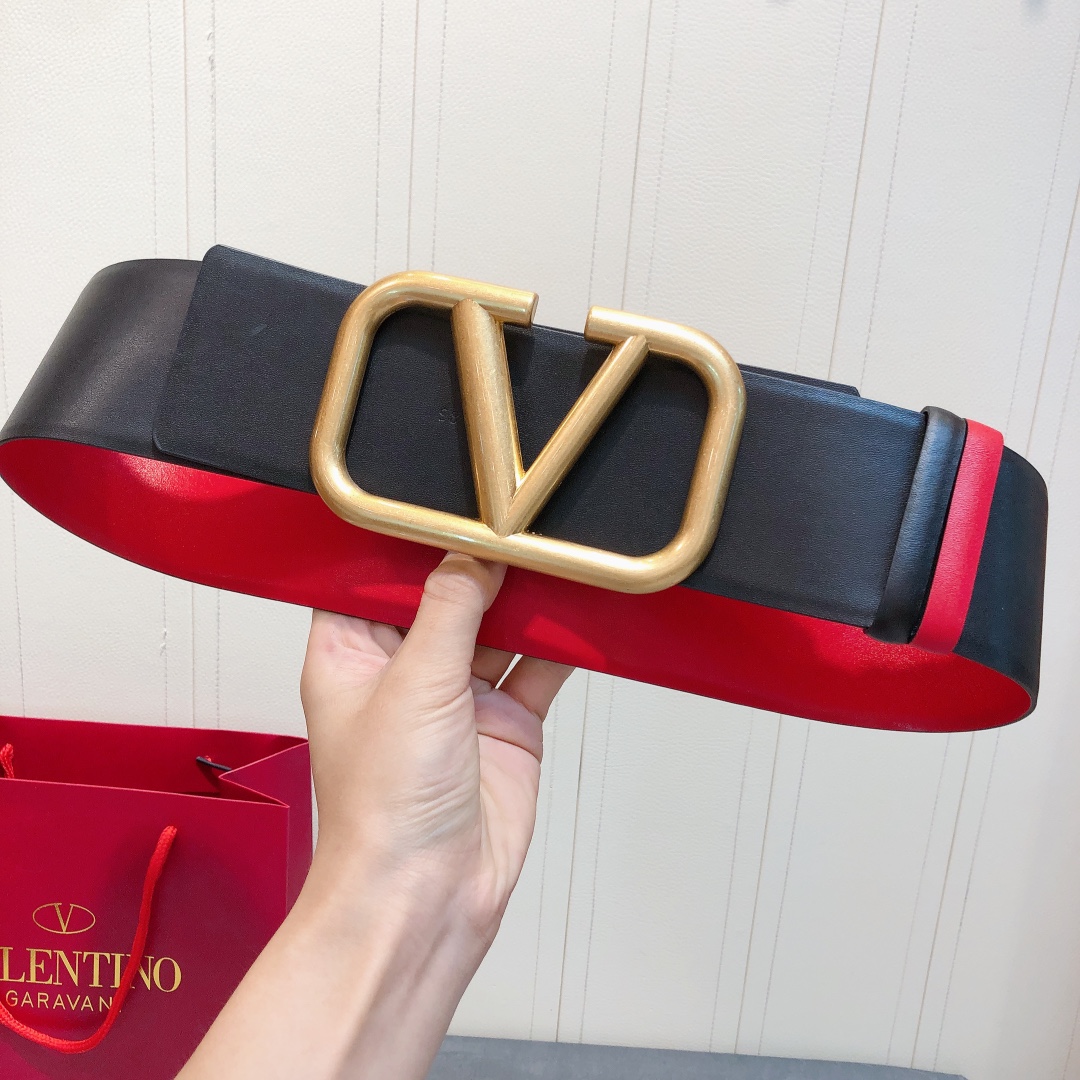 Bagsaaa Va1e*ntin0 VLogo Signature reversible belt black 7cm