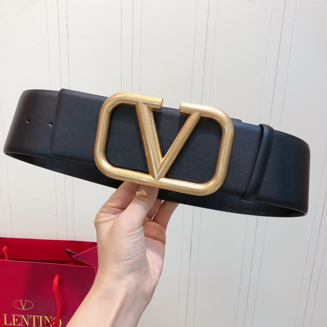Bagsaaa Va1e*ntin0 VLogo Signature reversible belt all black 7cm