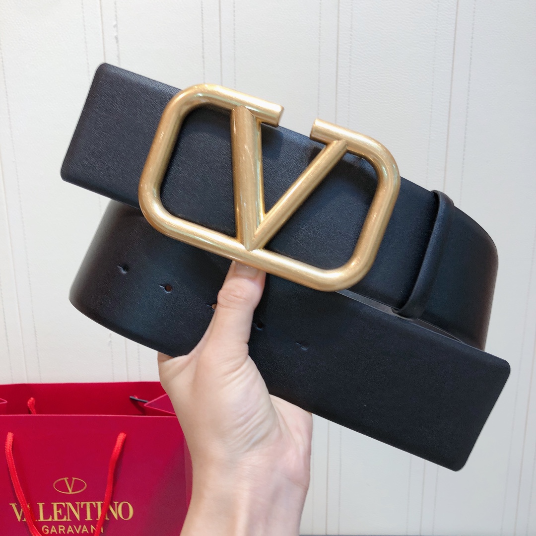 Bagsaaa Va1e*ntin0 VLogo Signature reversible belt all black 7cm