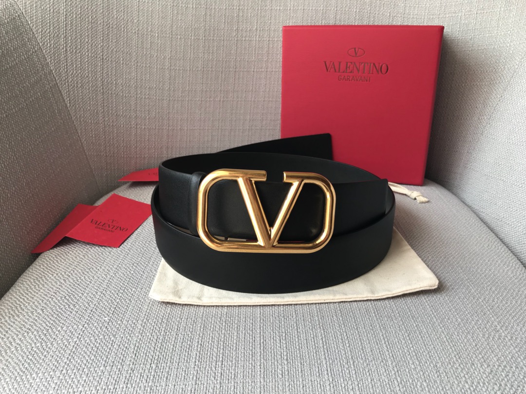 Bagsaaa Va1e*ntin0 VLogo Signature reversible belt black 4cm