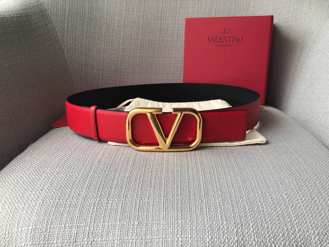 Bagsaaa Va1e*ntin0 VLogo Signature reversible belt red 4cm