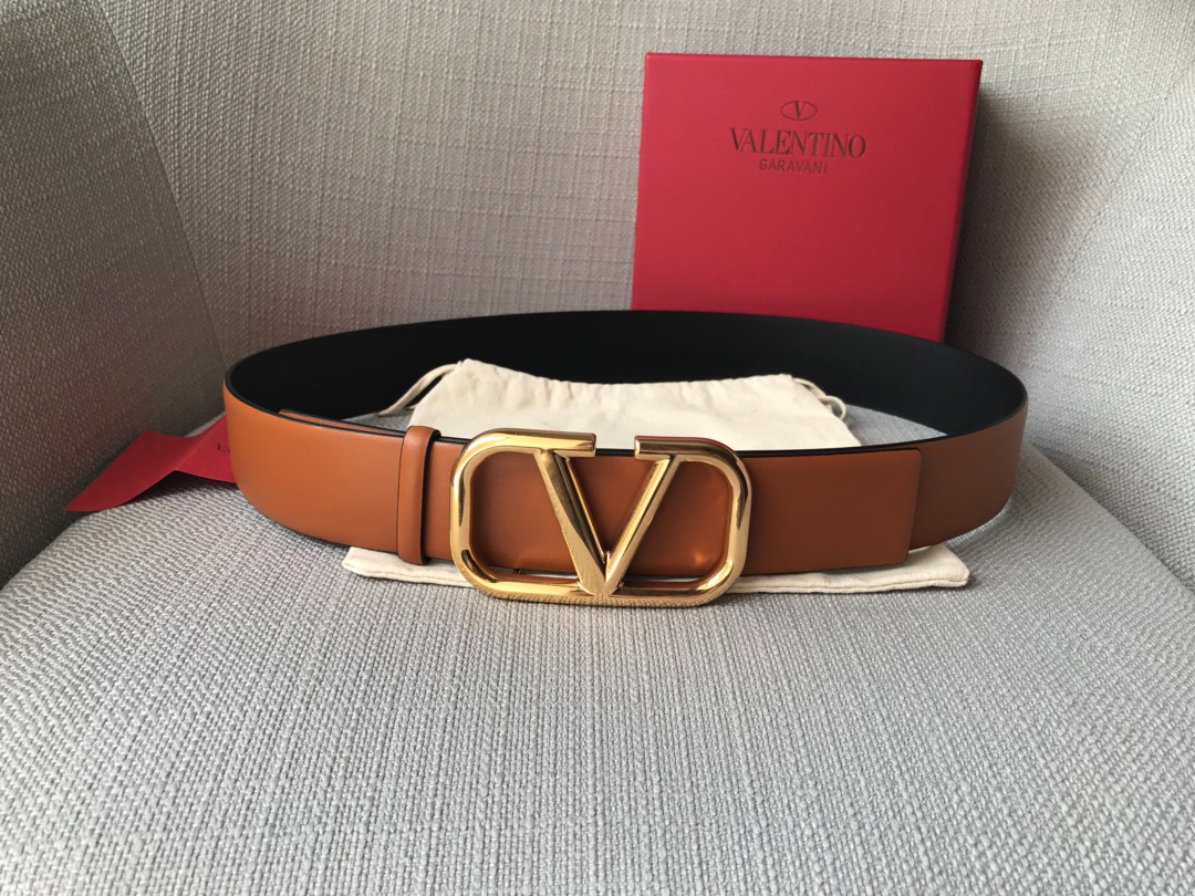 Bagsaaa Va1e*ntin0 VLogo Signature reversible belt brown 3.5cm