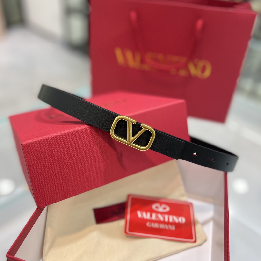 Bagsaaa Va1e*ntin0 VLogo Signature reversible belt black 2cm