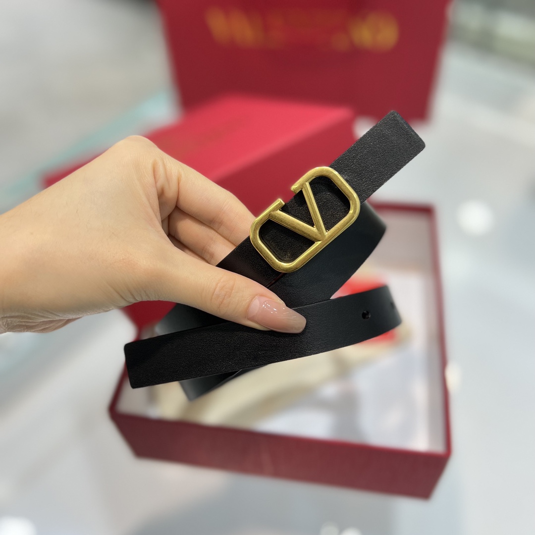 Bagsaaa Va1e*ntin0 VLogo Signature reversible belt black 2cm