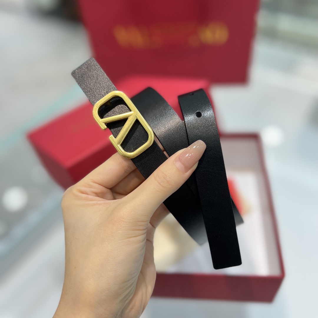 Bagsaaa Va1e*ntin0 VLogo Signature reversible belt black 2cm