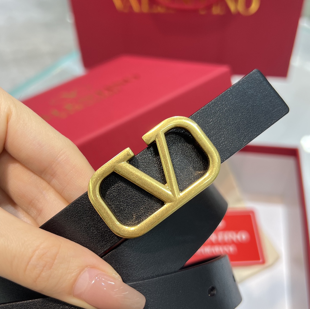 Bagsaaa Va1e*ntin0 VLogo Signature reversible belt black 2cm