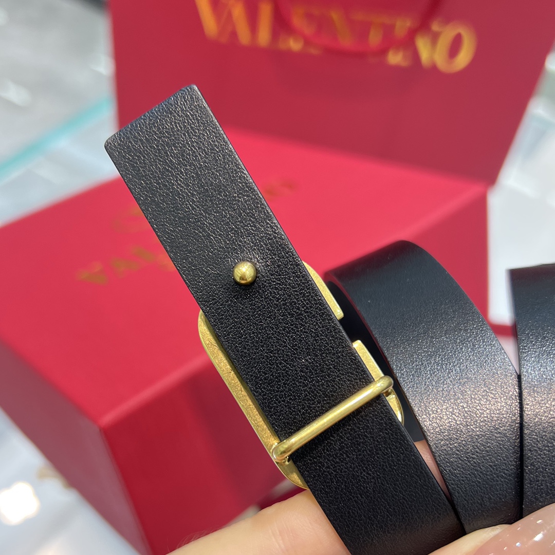 Bagsaaa Va1e*ntin0 VLogo Signature reversible belt black 2cm
