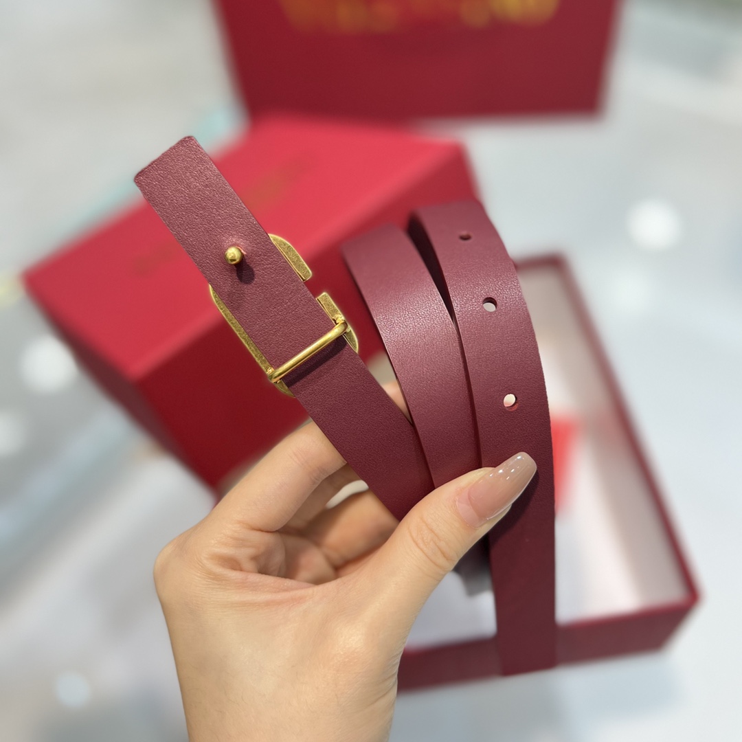 Bagsaaa Va1e*ntin0 VLogo Signature reversible belt burgundy 2cm