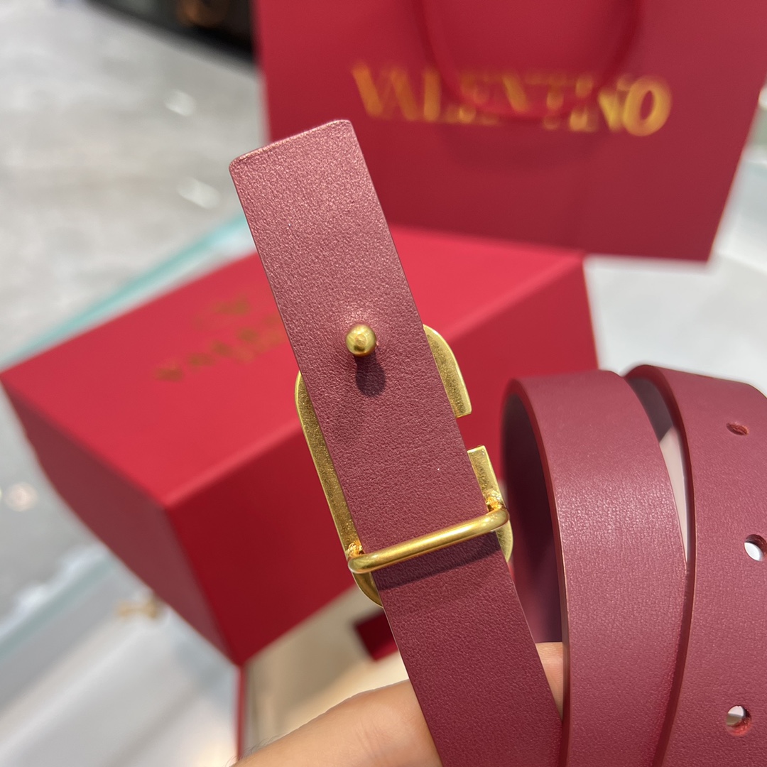 Bagsaaa Va1e*ntin0 VLogo Signature reversible belt burgundy 2cm