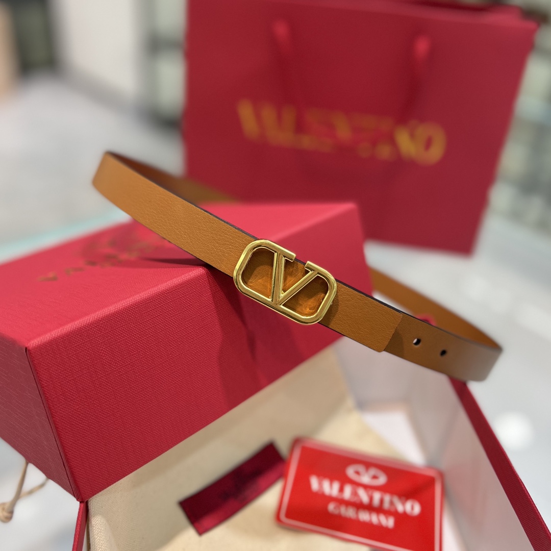 Bagsaaa Va1e*ntin0 VLogo Signature reversible belt brown 2cm