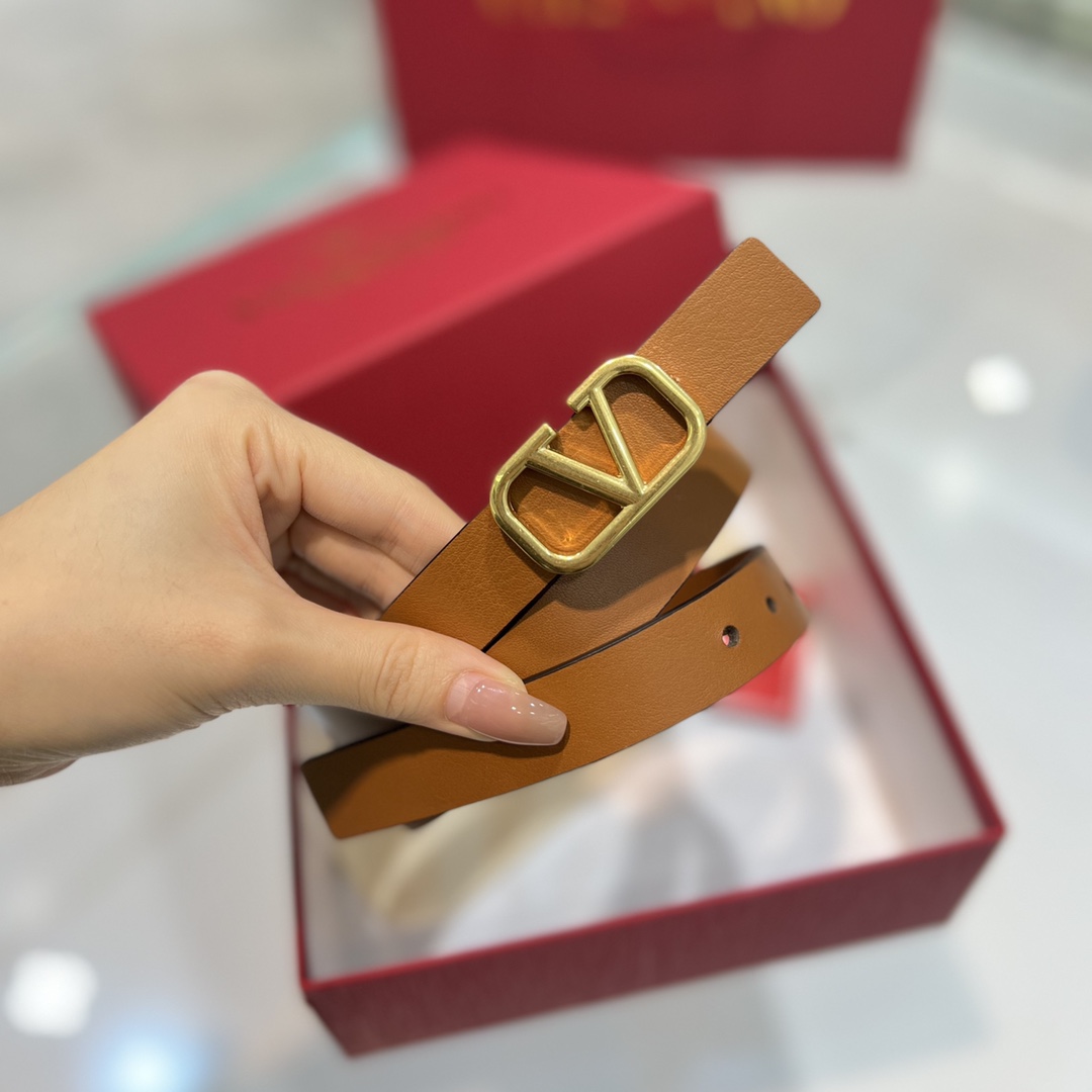 Bagsaaa Va1e*ntin0 VLogo Signature reversible belt brown 2cm