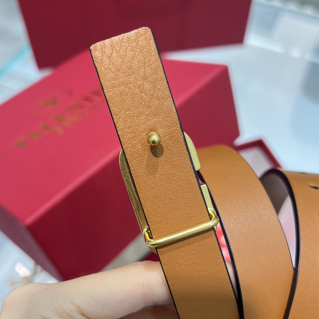 Bagsaaa Va1e*ntin0 VLogo Signature reversible belt brown 2cm