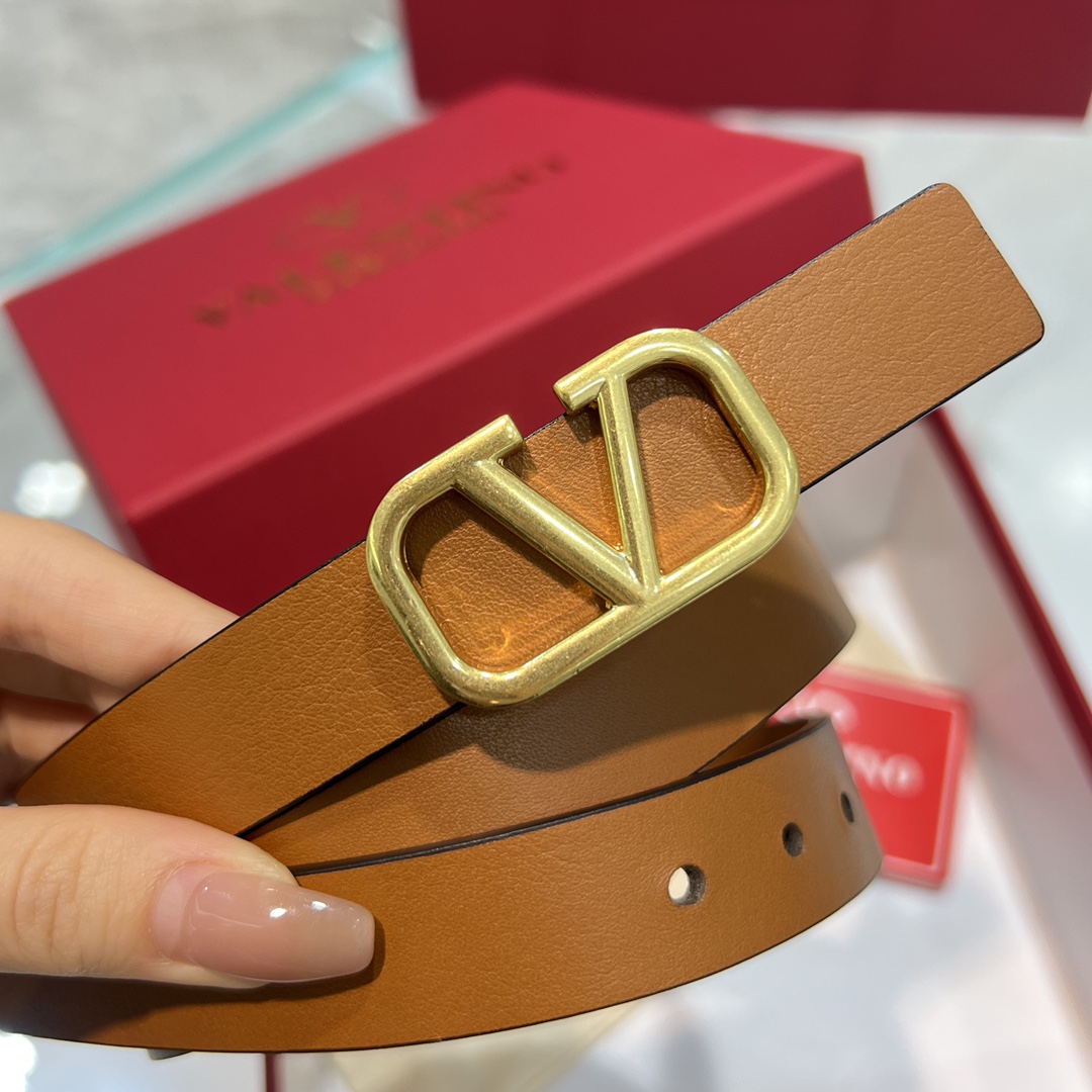 Bagsaaa Va1e*ntin0 VLogo Signature reversible belt brown 2cm