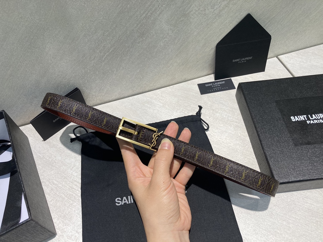 Bagsaaa Y51 Cassandra Monogram Belt Brown 2cm