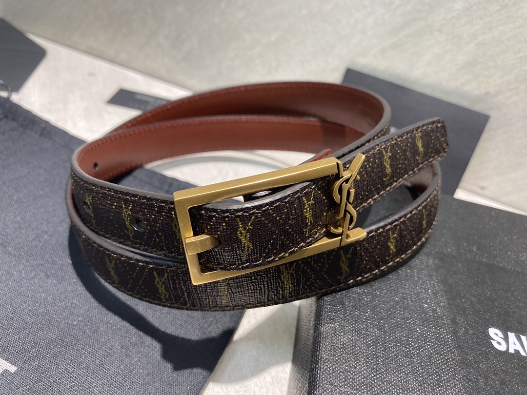 Bagsaaa Y51 Cassandra Monogram Belt Brown 2cm