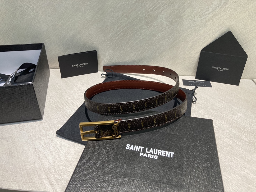 Bagsaaa Y51 Cassandra Monogram Belt Brown 2cm