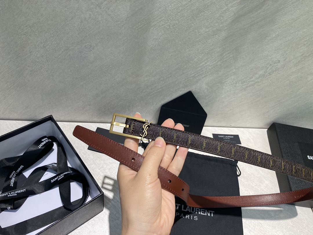 Bagsaaa Y51 Cassandra Monogram Belt Brown 2cm