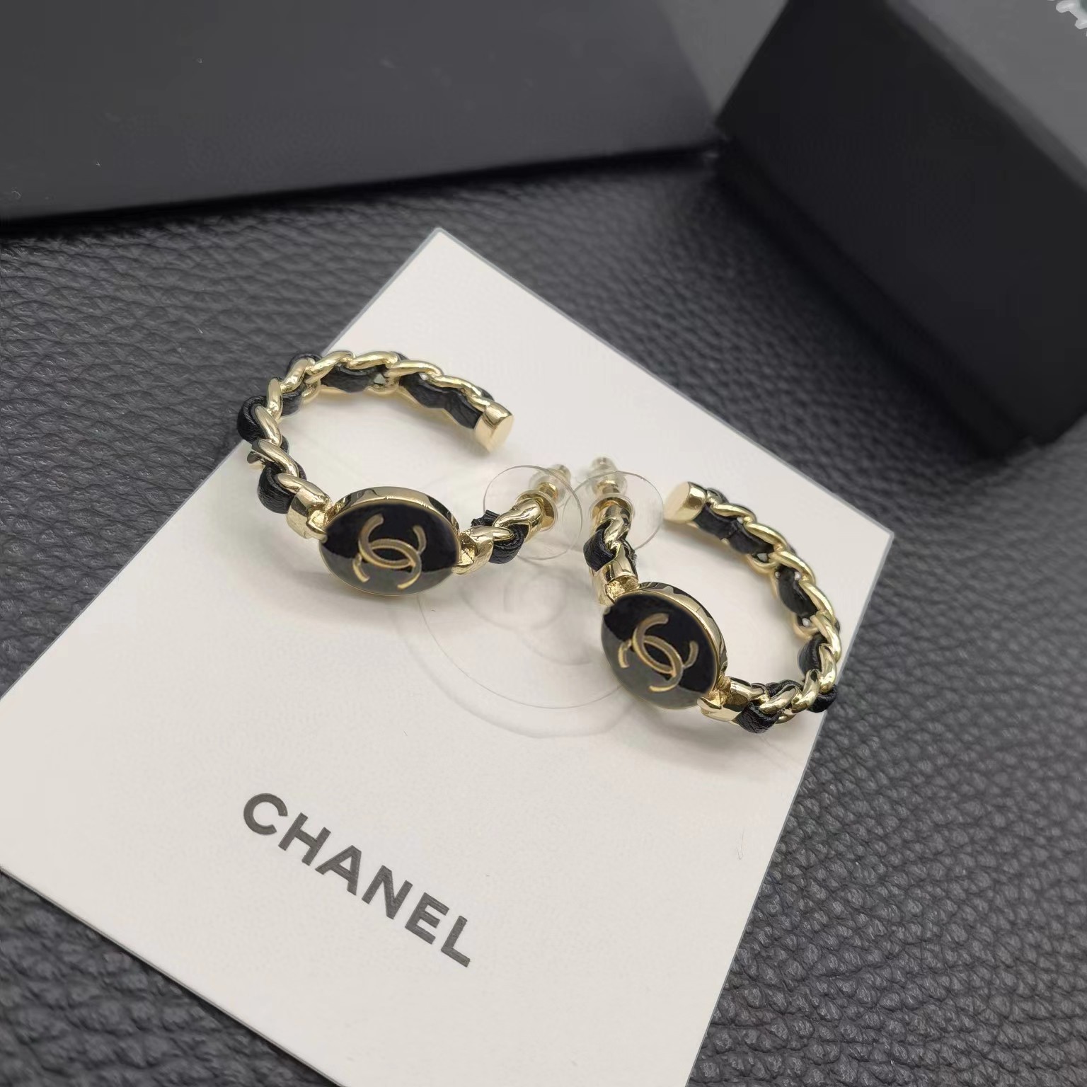 Bagsaaa Ch**el Black Hoop Earrings