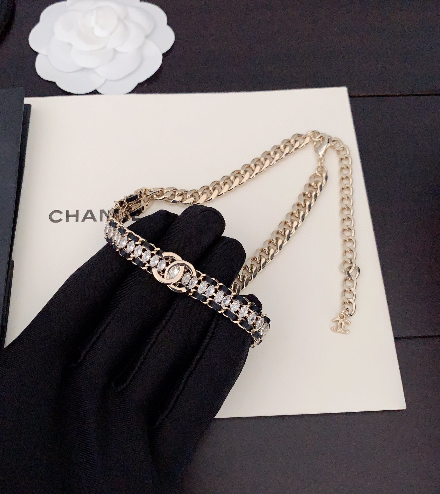 Bagsaaa Ch**el Gold and Black Bracelet